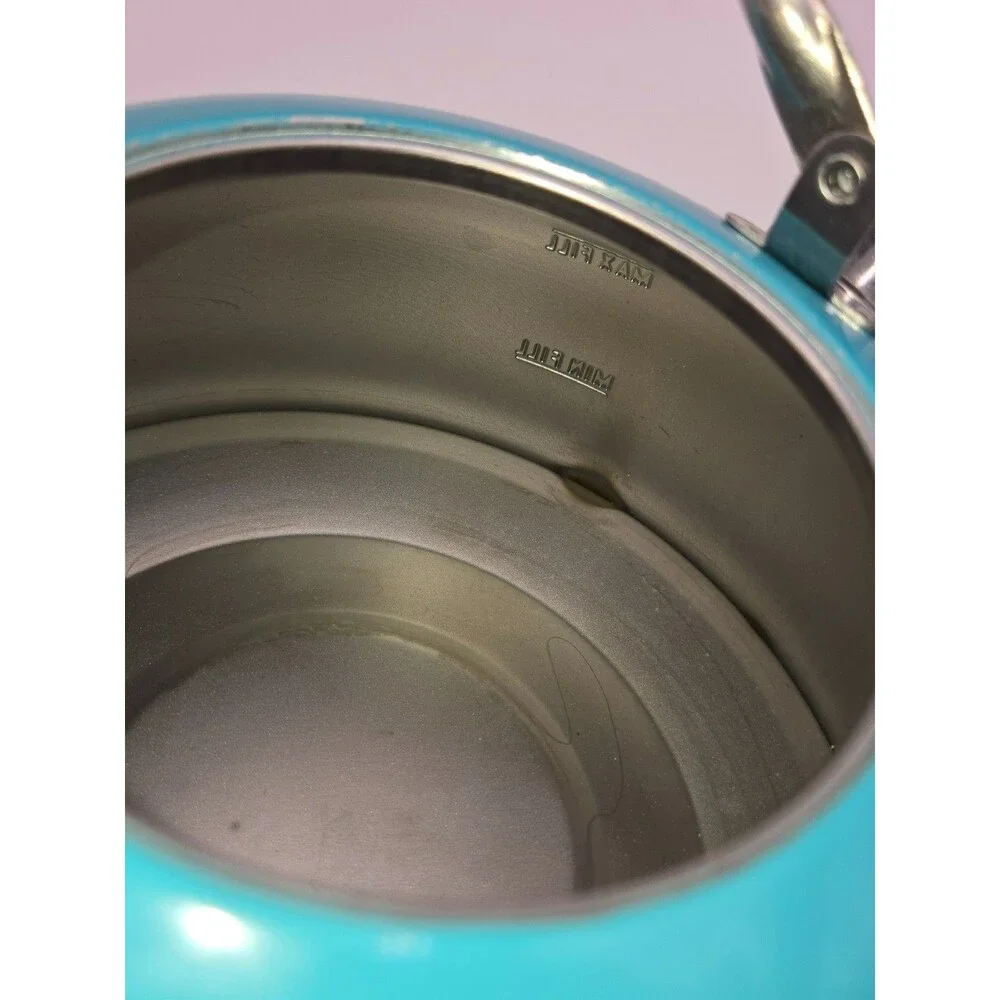 Vibrant Teal / Turquoise Whistling Tea Kettle – Stainless Steel Base (1.5–2 Qt)